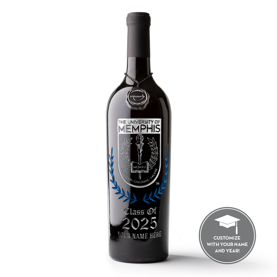 University of Memphis Custom Alumni Etched Wine