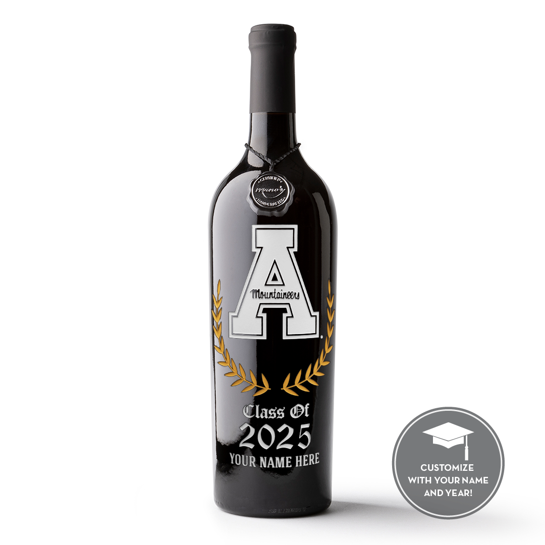 Appalachian State University Custom Alumni Etched Wine