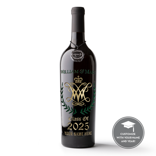 William & Mary Custom Alumni Etched Wine