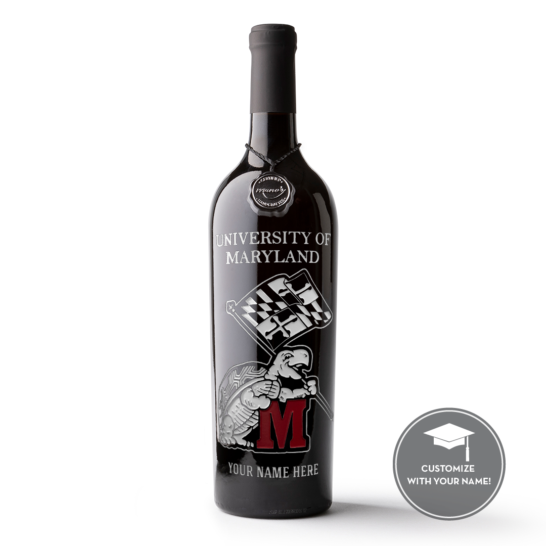 University of Maryland Custom Name Etched Wine