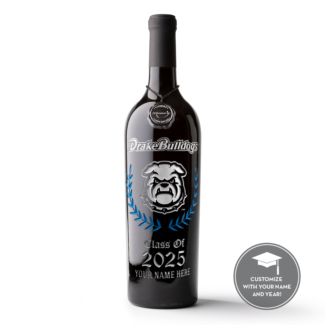 Drake University Custom Alumni Etched Wine
