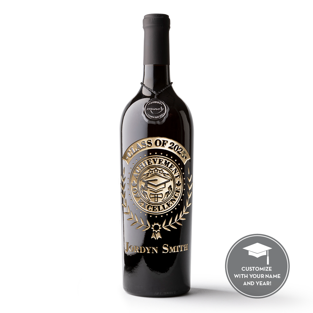 Custom Graduation Laurel Etched Wine
