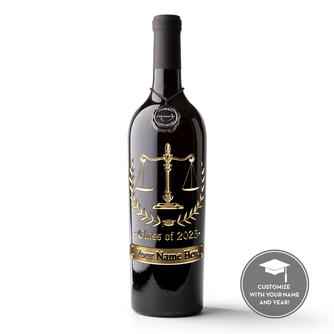 Law School Graduation Etched Wine Bottle