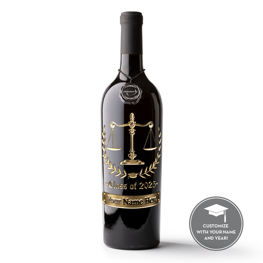 Law School Graduation Etched Wine Bottle