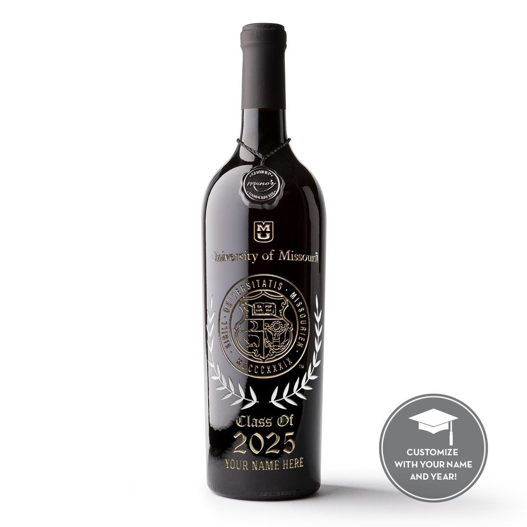 University of Missouri Commemorative Alumni Etched Wine Bottle