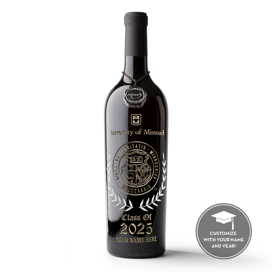 University of Missouri Commemorative Alumni Etched Wine Bottle