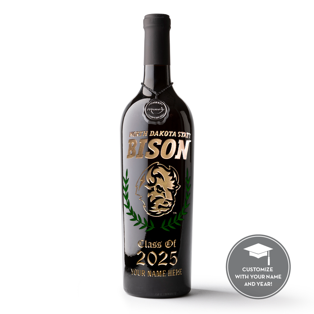 North Dakota State Custom Alumni Etched Wine