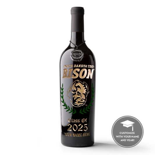 North Dakota State Custom Alumni Etched Wine