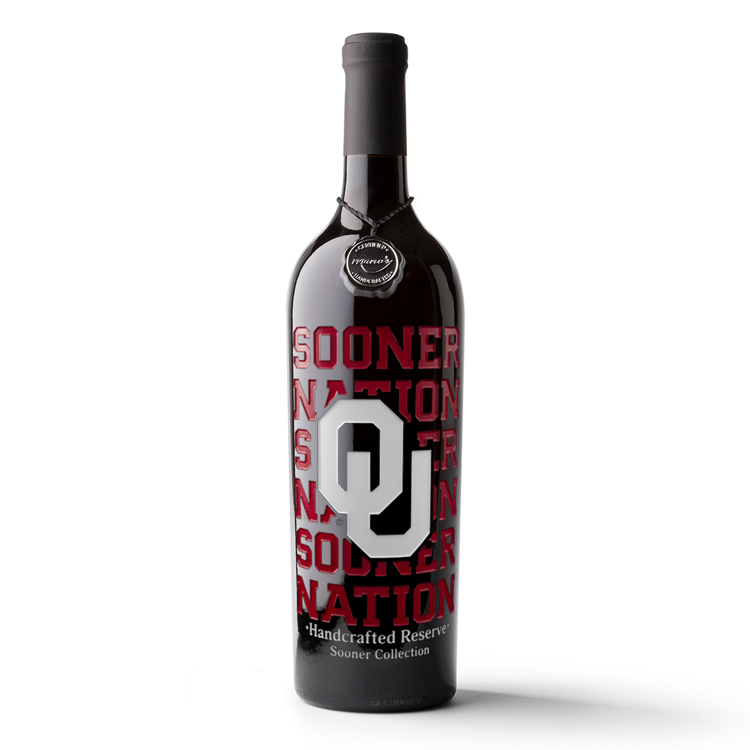 University of Oklahoma Sooner Nation Etched Wine