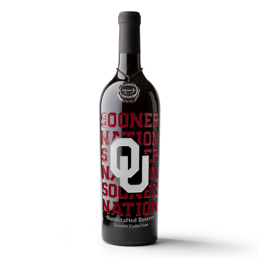 University of Oklahoma Sooner Nation Etched Wine