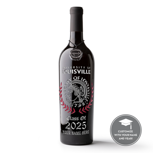 University of Louisville Custom Alumni Etched Wine