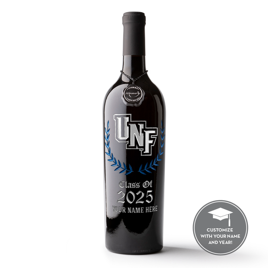 University of North Florida Custom Alumni Etched Wine