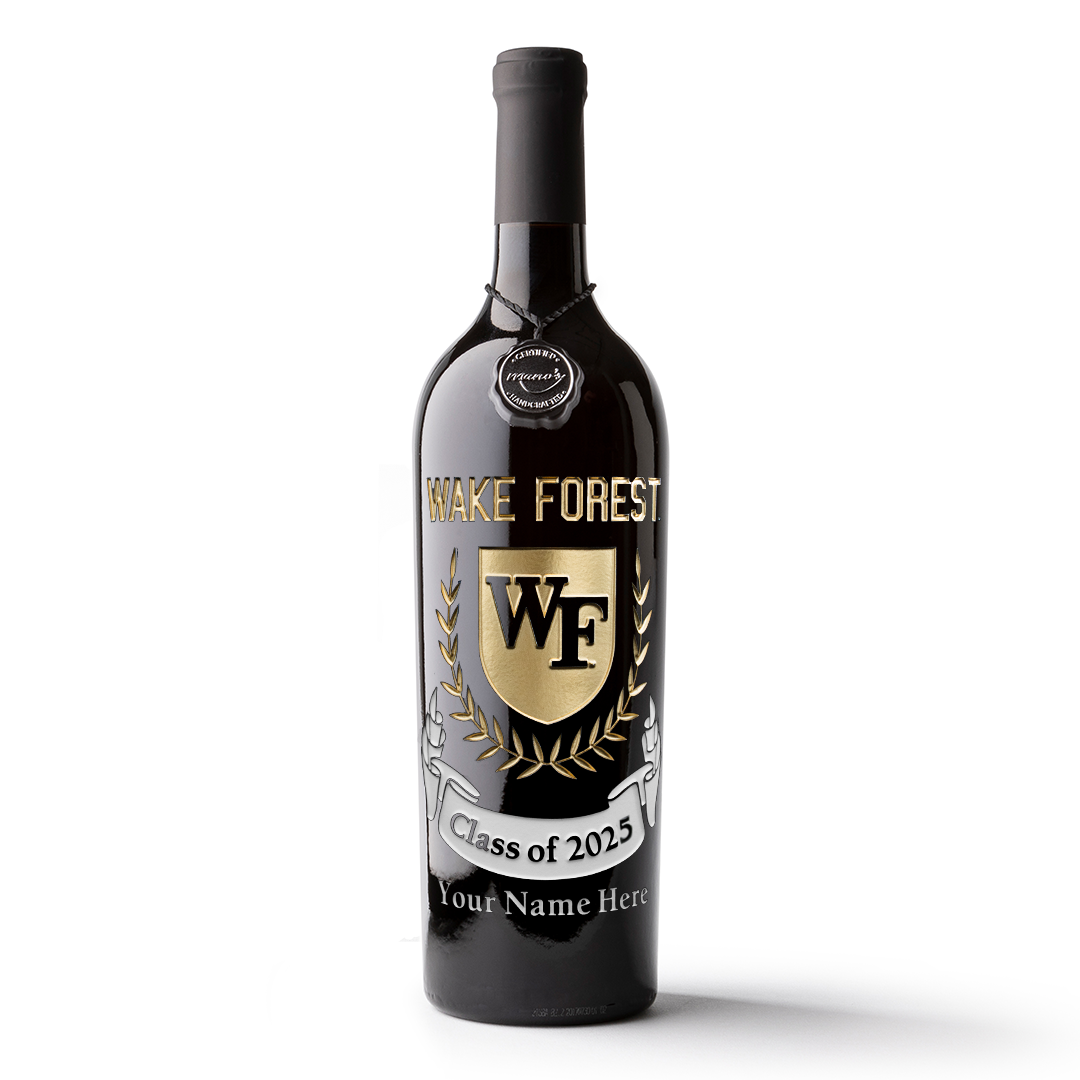 Wake Forest University Custom Alumni Etched Wine Bottle