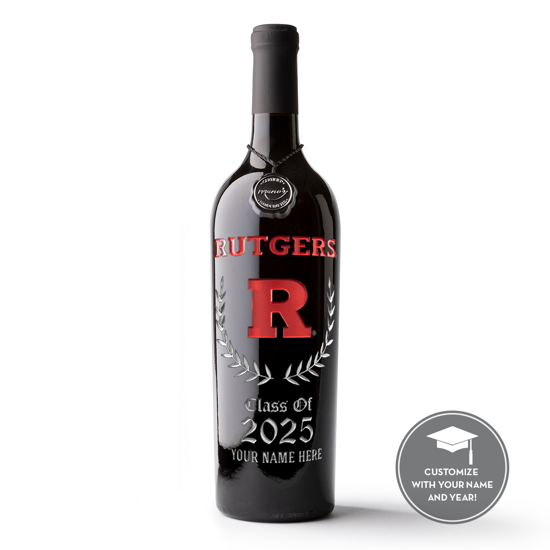 Rutgers University Custom Alumni Etched Wine