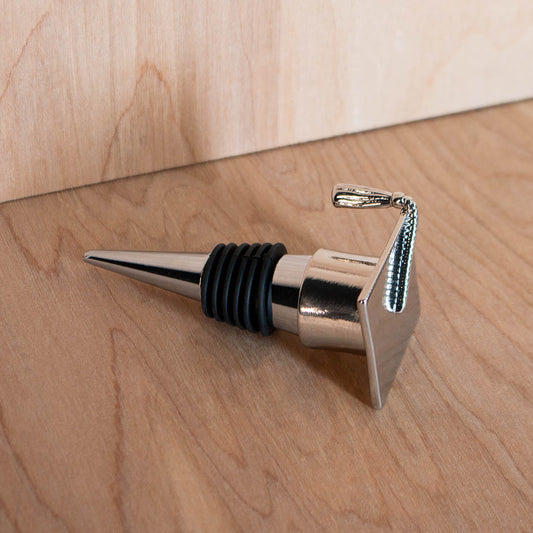 Silver Graduation Cap Wine Stopper